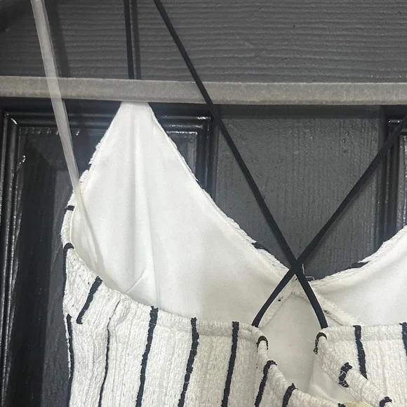 Derek Heart Black and White Striped Midi Dress - Picture 4 of 5